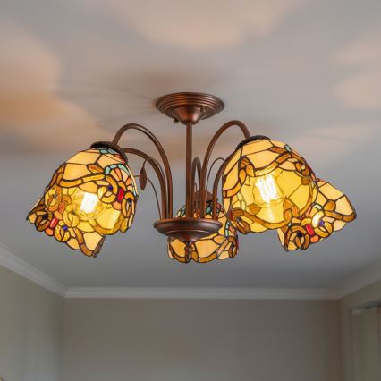 Brilagi - Tiffany vitražni stropni luster MIRABELLA 5xE27/60W/230V Ø 60 cm