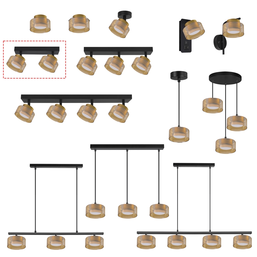 Brilagi - Točkasta svjetiljka AURA LUX 2xGX53/30W/230V crna/zlatna