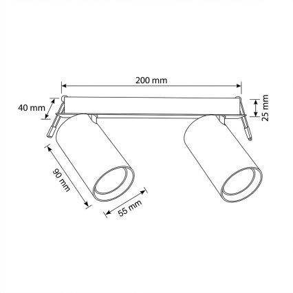 Brilagi - Ugradna stropna svjetiljka SELE 2xGU10/30W/230V crna