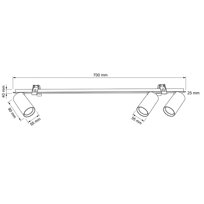 Brilagi - Ugradna svjetiljka SELE 3xGU10/30W/230V crna