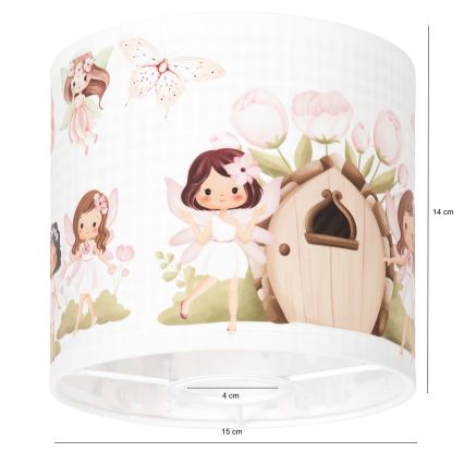 BRILAGI - Univerzalni abažur BOBO E27, Ø 15 cm, bijeli/ružičasti/s motivom vila