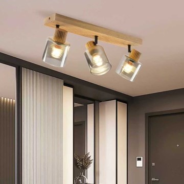 Brilagi - Usmjereno rasvjetno tijelo HYGGE 3xE14/15W/230V drveno/zadimljeno