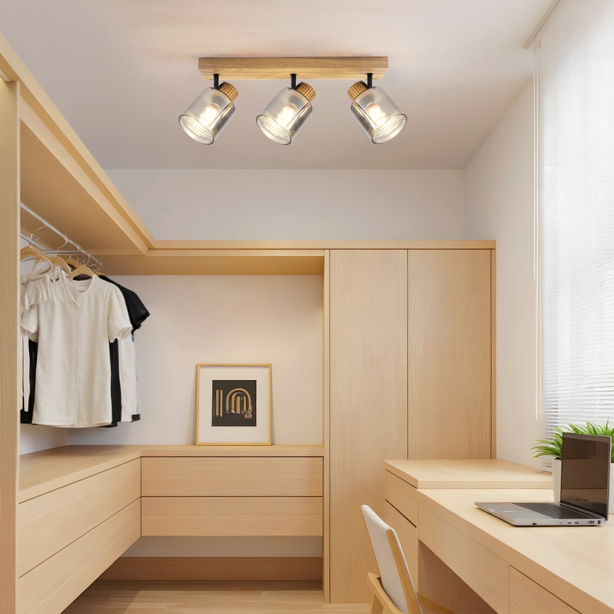 Brilagi - Usmjereno rasvjetno tijelo HYGGE 3xE14/15W/230V drveno/zadimljeno