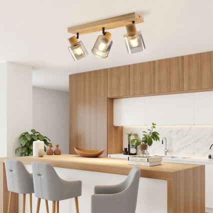 Brilagi - Usmjereno rasvjetno tijelo HYGGE 3xE14/15W/230V drveno/zadimljeno