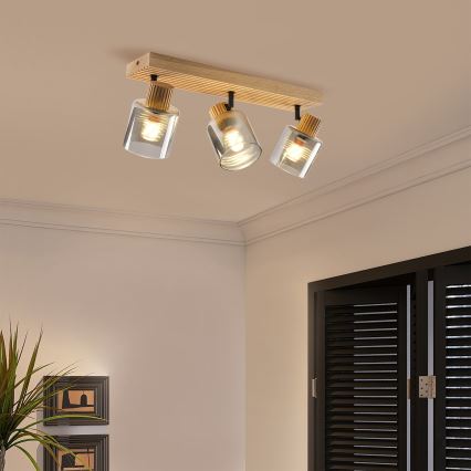 Brilagi - Usmjereno rasvjetno tijelo HYGGE 3xE14/15W/230V drveno/zadimljeno