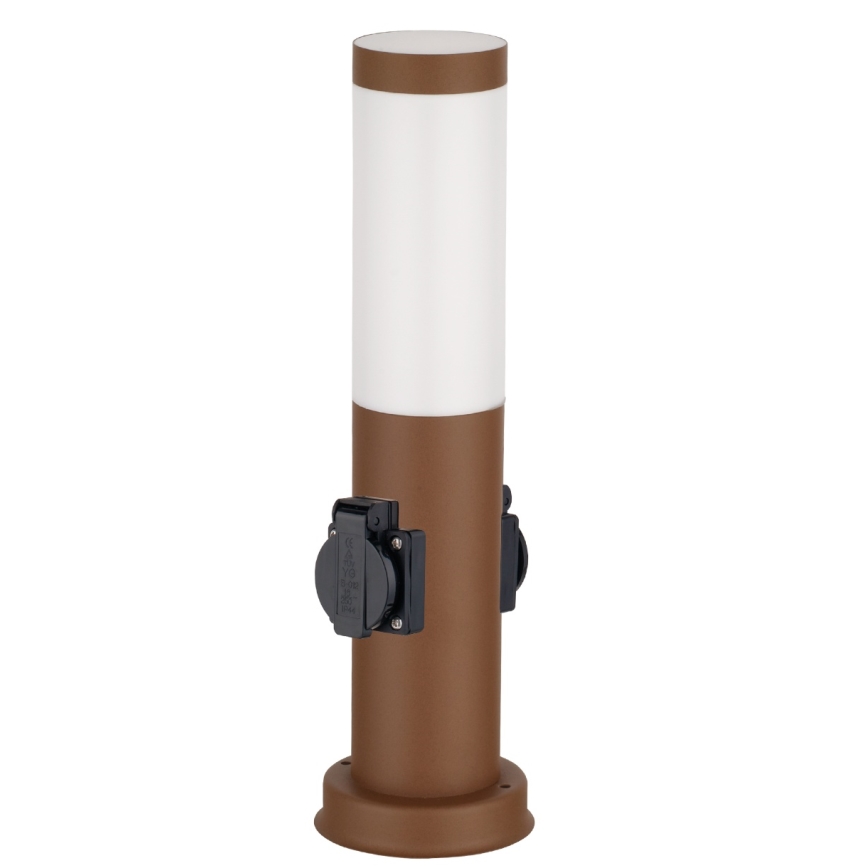 Brilagi - Vanjska lampa s 2 SCHUKO utičnicama NOVA 1xE27/15W/230V 40 cm IP44 smeđa