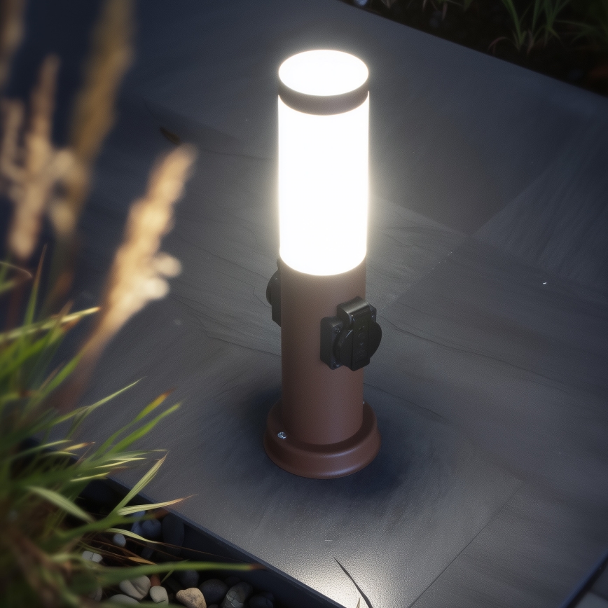 Brilagi - Vanjska lampa s 2 SCHUKO utičnicama NOVA 1xE27/15W/230V 40 cm IP44 smeđa