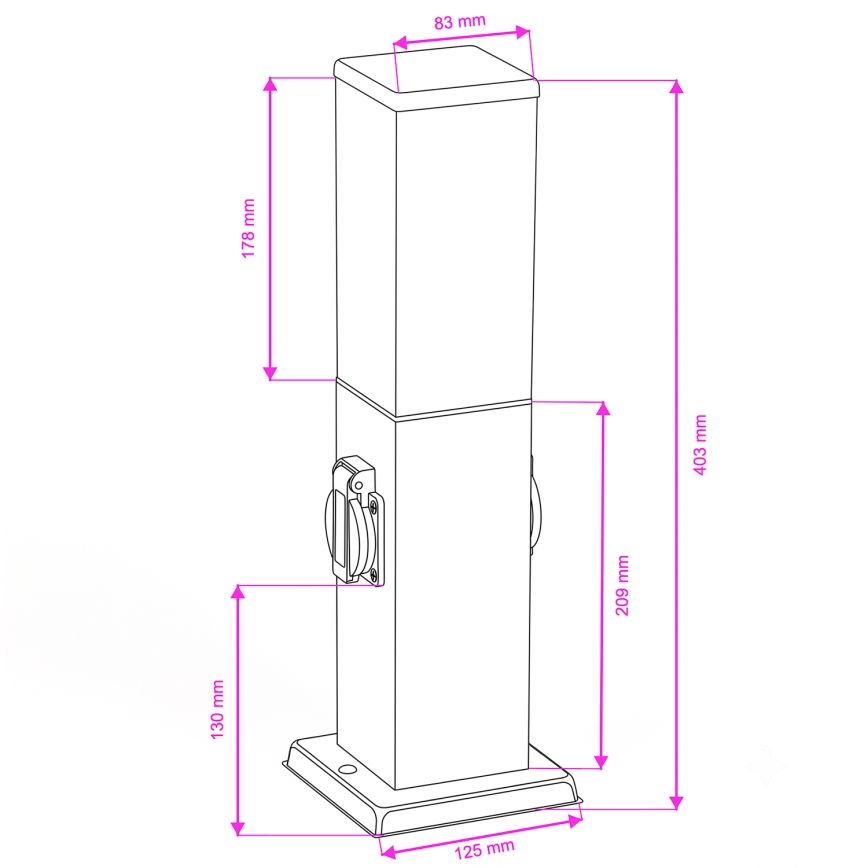 Brilagi - Vanjska lampa NOVA s 2 SCHUKO utičnicama 1xE27/15W/230V 40 cm IP44 crna