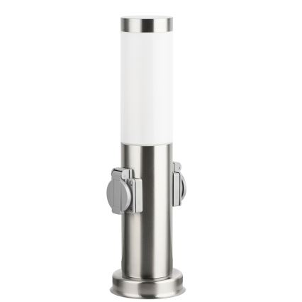 Brilagi - Vanjska lampa s 2 SCHUKO utičnicama NOVA 1xE27/15W/230V 40 cm IP44 matni krom
