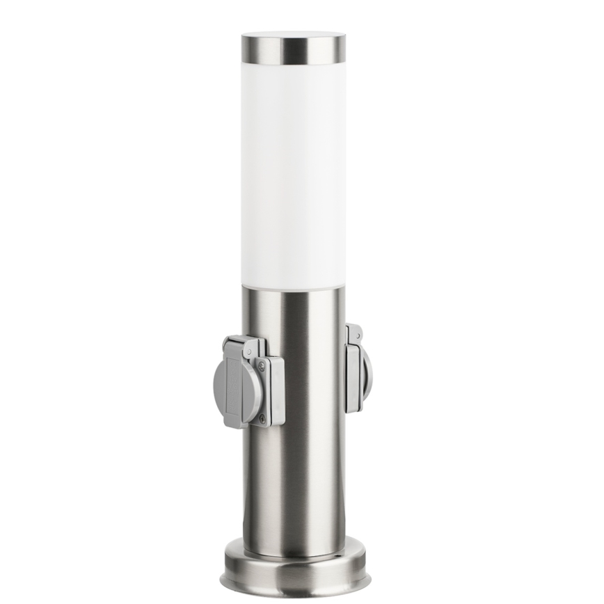 Brilagi - Vanjska lampa s 2 SCHUKO utičnicama NOVA 1xE27/15W/230V 40 cm IP44 matni krom