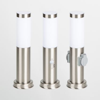 Brilagi - Vanjska lampa s 2 SCHUKO utičnicama NOVA 1xE27/15W/230V 40 cm IP44 matni krom