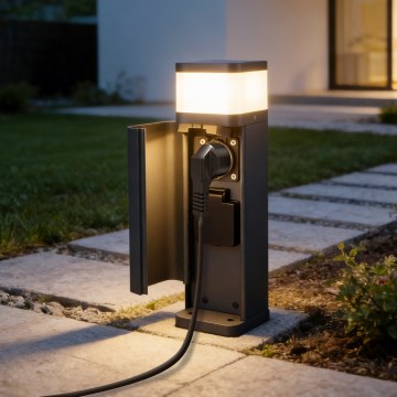Brilagi - Vanjska lampa s 2 SCHUKO utičnicama PILLAR 1xG9/11W/230V IP44 antracit