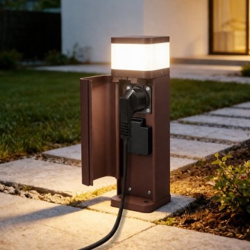 BRILAGI - Vanjska lampa s 2 SCHUKO utičnicama PILLAR 1xG9/11W/230V IP44 smeđa