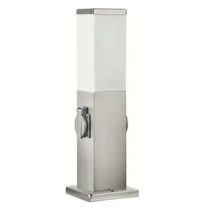 Brilagi - Vanjska svjetiljka s 2 SCHUKO utičnicama NOVA 1xE27/15W/230V 40 cm IP44 matirani krom