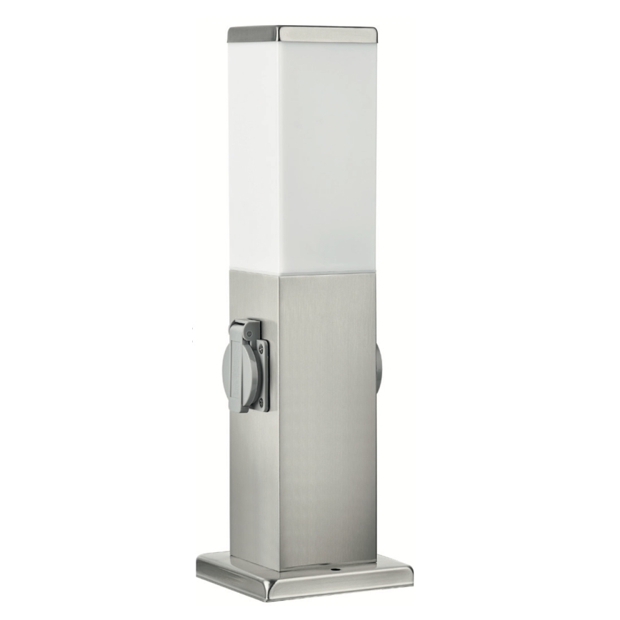 Brilagi - Vanjska svjetiljka s 2 SCHUKO utičnicama NOVA 1xE27/15W/230V 40 cm IP44 matirani krom