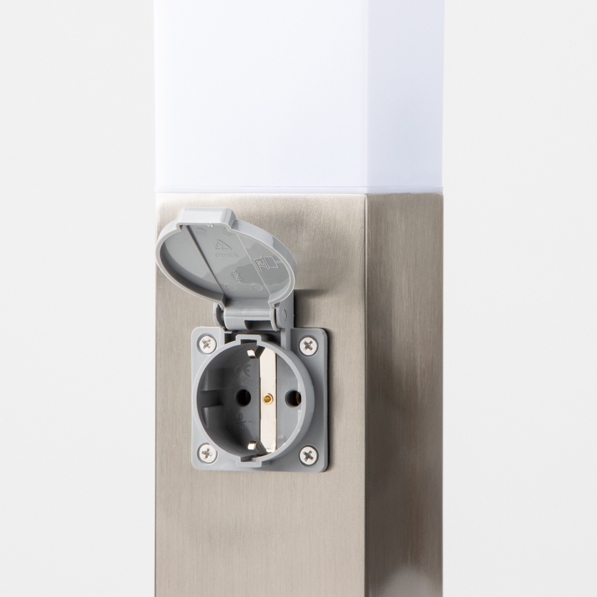 Brilagi - Vanjska svjetiljka s 2 SCHUKO utičnicama NOVA 1xE27/15W/230V 40 cm IP44 matirani krom