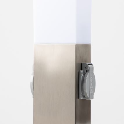 Brilagi - Vanjska svjetiljka s 2 SCHUKO utičnicama NOVA 1xE27/15W/230V 40 cm IP44 matirani krom