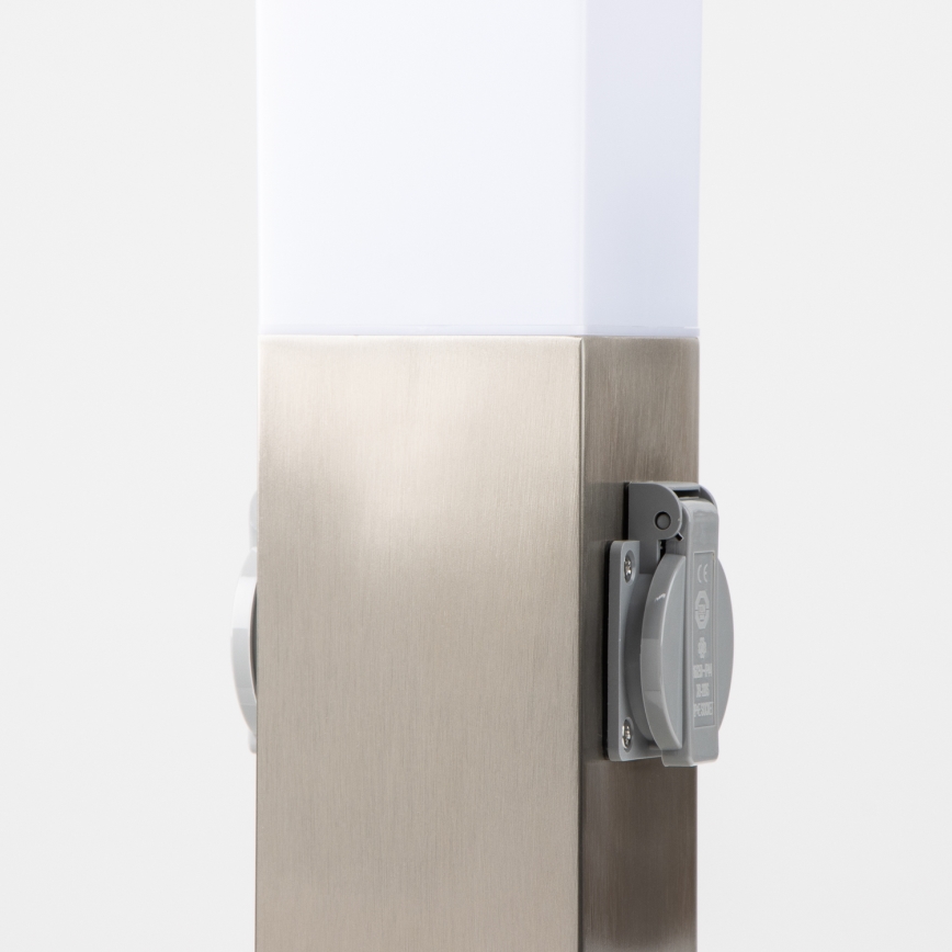 Brilagi - Vanjska svjetiljka s 2 SCHUKO utičnicama NOVA 1xE27/15W/230V 40 cm IP44 matirani krom