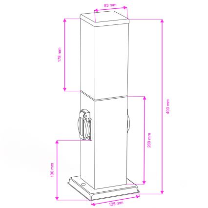 Brilagi - Vanjska svjetiljka s 2 SCHUKO utičnicama NOVA 1xE27/15W/230V 40 cm IP44 matirani krom