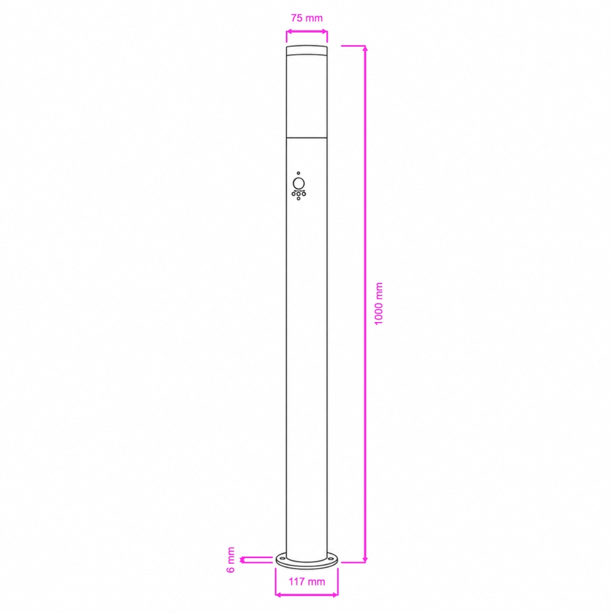 BRILAGI - Vanjska svjetiljka s detektorom pokreta ELIA 1xE27/20W/230V IP44 100 cm matirani krom