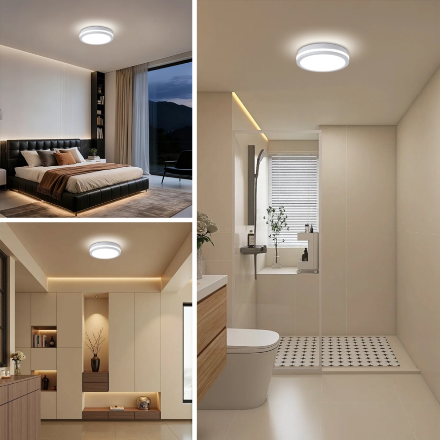 Brilagi - LED vanjsko stropno svjetlo s senzorom BENE LED/24W/230V Ø 26 cm bijela IP54