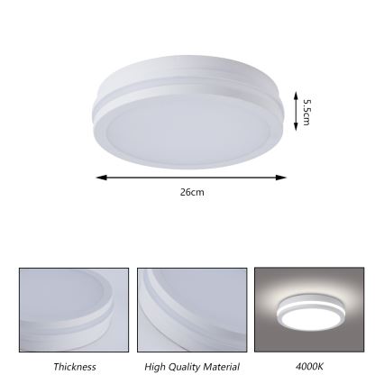 Brilagi - LED vanjsko stropno svjetlo s senzorom BENE LED/24W/230V Ø 26 cm bijela IP54
