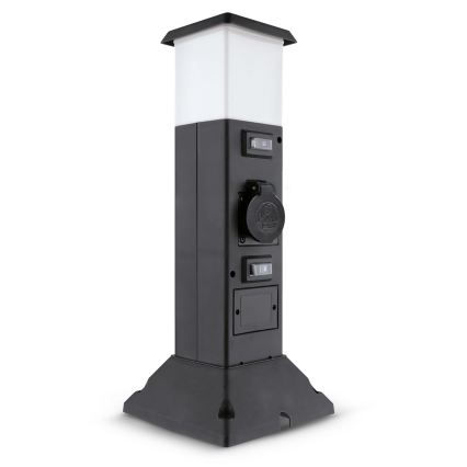 Brilagi - Vanjska svjetiljka s 2 SCHUKO utičnicama, 1xE14/15W/230V, IP44, crna