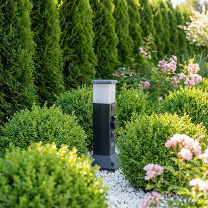 Brilagi - Vanjska svjetiljka s 2 SCHUKO utičnicama, 1xE14/15W/230V, IP44, crna