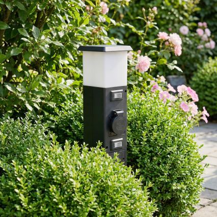 Brilagi - Vanjska svjetiljka s 2 SCHUKO utičnicama, 1xE14/15W/230V, IP44, crna