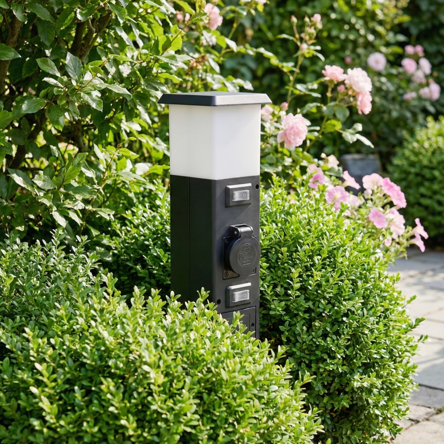 Brilagi - Vanjska svjetiljka s 2 SCHUKO utičnicama, 1xE14/15W/230V, IP44, crna