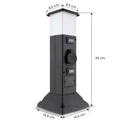 Brilagi - Vanjska svjetiljka s 2 SCHUKO utičnicama, 1xE14/15W/230V, IP44, crna
