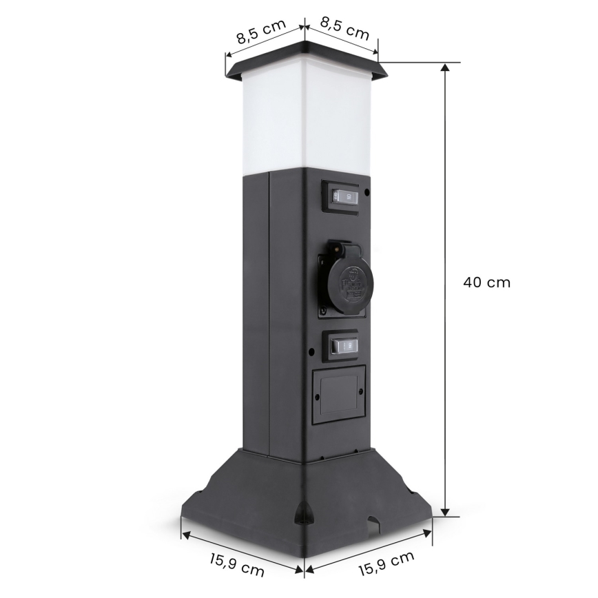 Brilagi - Vanjska svjetiljka s 2 SCHUKO utičnicama, 1xE14/15W/230V, IP44, crna