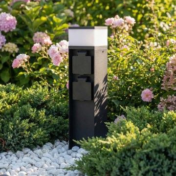 Brilagi - Vanjska svjetiljka s 2 SCHUKO utičnicama 1xG9/11W/230V IP44 crna