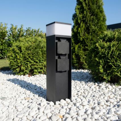 Brilagi - Vanjska svjetiljka s 2 SCHUKO utičnicama 1xG9/11W/230V IP44 crna