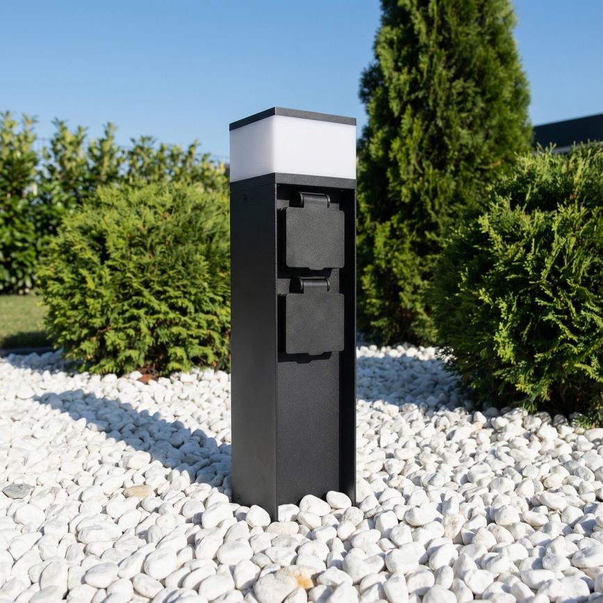 Brilagi - Vanjska svjetiljka s 2 SCHUKO utičnicama 1xG9/11W/230V IP44 crna