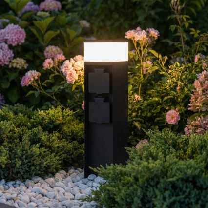 Brilagi - Vanjska svjetiljka s 2 SCHUKO utičnicama 1xG9/11W/230V IP44 crna