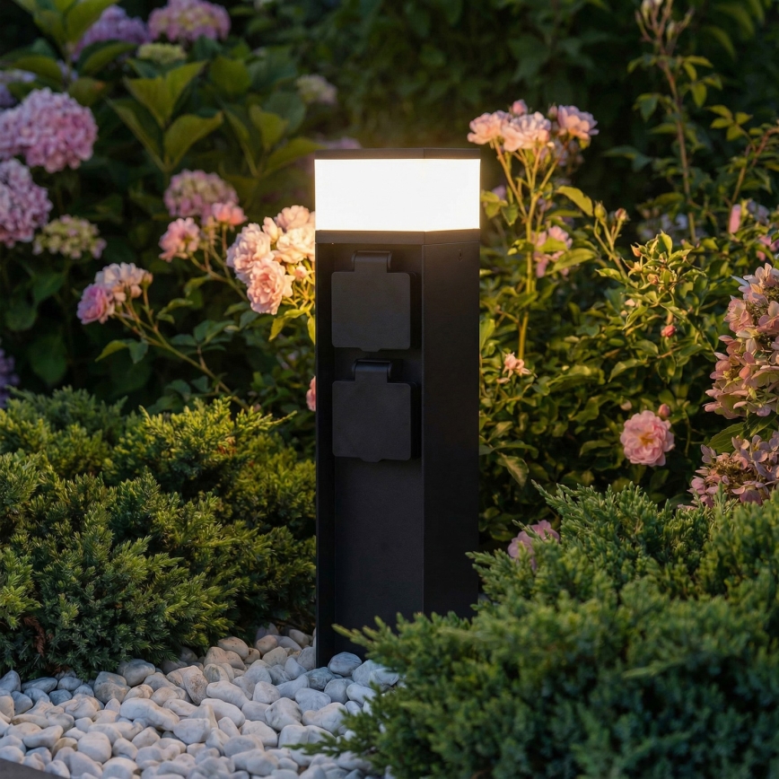 Brilagi - Vanjska svjetiljka s 2 SCHUKO utičnicama 1xG9/11W/230V IP44 crna