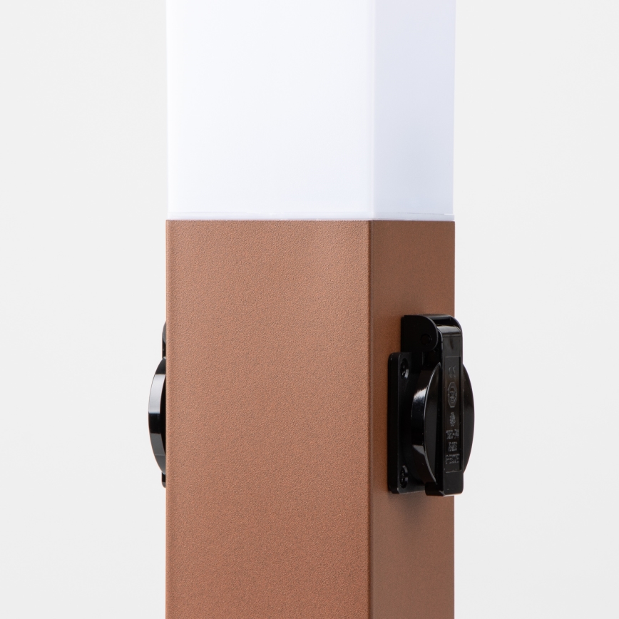Brilagi - Vanjska svjetiljka s 2 SCHUKO NOVA utičnicama 1xE27/15W/230V 40 cm IP44 smeđa
