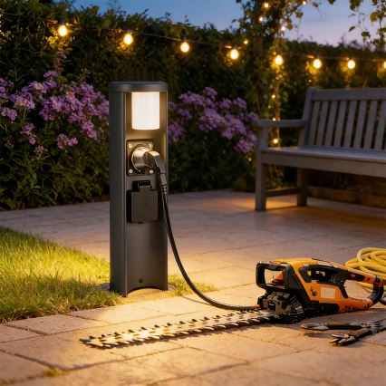 Brilagi - Vanjska svjetiljka PILLAR s 2 SCHUKO utičnicama, 1xG9/11W/230V, IP44, antracit