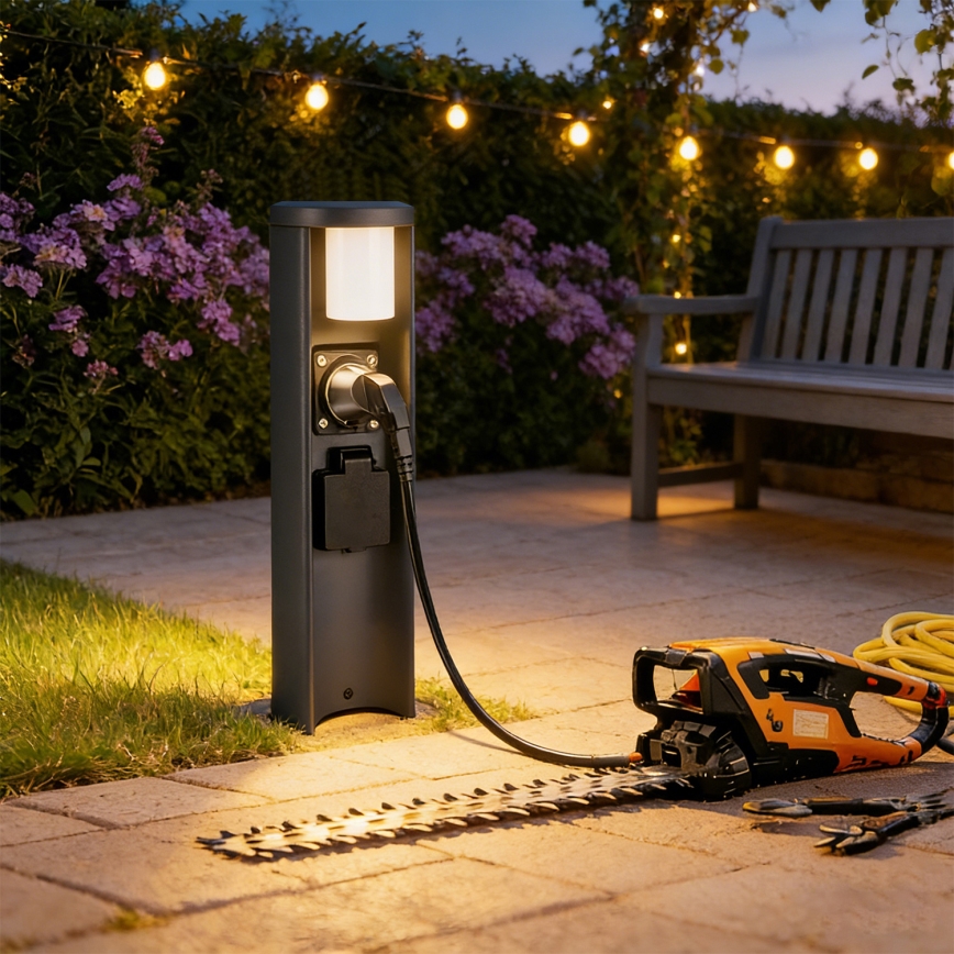 Brilagi - Vanjska svjetiljka PILLAR s 2 SCHUKO utičnicama, 1xG9/11W/230V, IP44, antracit