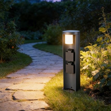 Brilagi - Vanjska svjetiljka PILLAR s 2 SCHUKO utičnicama, 1xG9/11W/230V, IP44, antracit