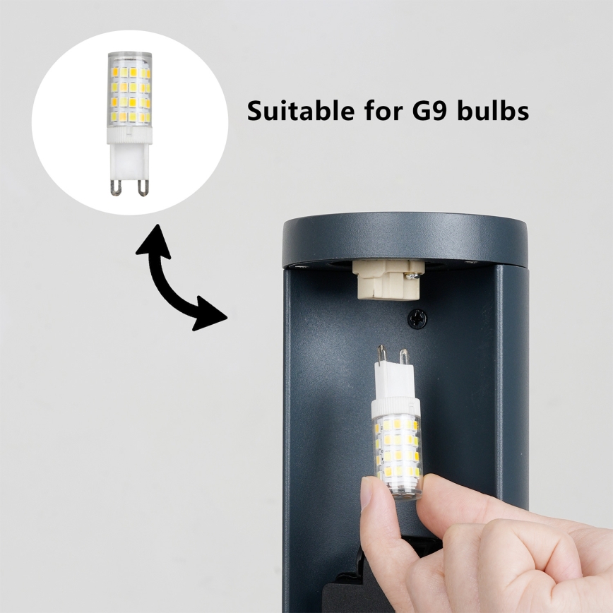 Brilagi - Vanjska svjetiljka PILLAR s 2 SCHUKO utičnicama, 1xG9/11W/230V, IP44, antracit
