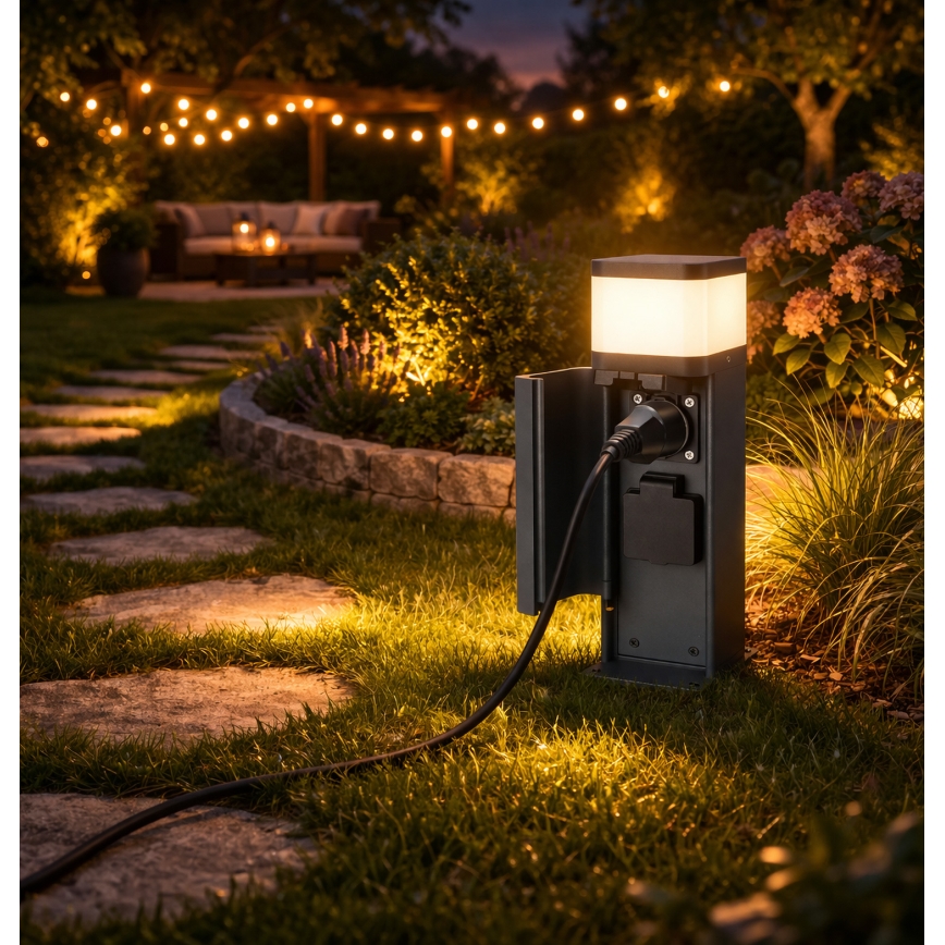 Brilagi - Vanjska lampa s 2 SCHUKO utičnicama PILLAR 1xG9/11W/230V IP44 antracit