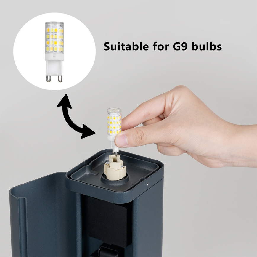 Brilagi - Vanjska lampa s 2 SCHUKO utičnicama PILLAR 1xG9/11W/230V IP44 antracit