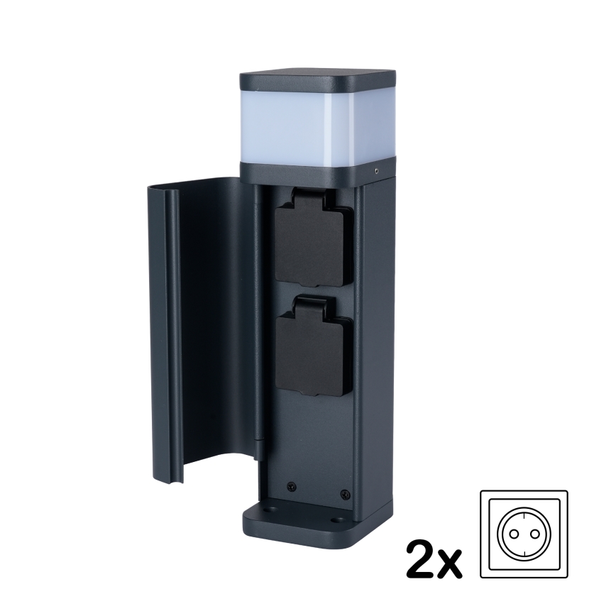Brilagi - Vanjska lampa s 2 SCHUKO utičnicama PILLAR 1xG9/11W/230V IP44 antracit