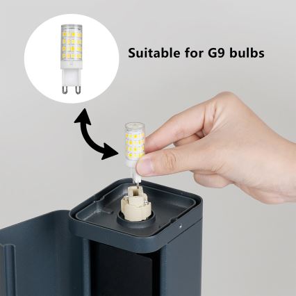 Brilagi - Vanjska lampa s 2 SCHUKO utičnicama PILLAR 1xG9/11W/230V IP44 antracit