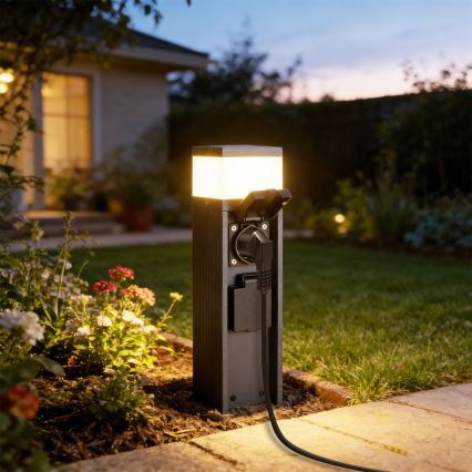 Brilagi - Vanjska svjetiljka s 2 SCHUKO utičnicama PILLAR 1xG9/11W/230V IP44 antracit