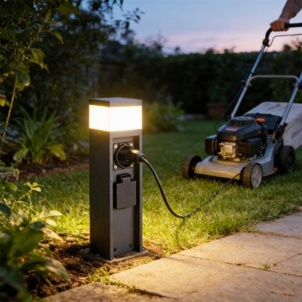 Brilagi - Vanjska svjetiljka s 2 SCHUKO utičnicama PILLAR 1xG9/11W/230V IP44 antracit