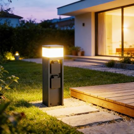 Brilagi - Vanjska svjetiljka s 2 SCHUKO utičnicama PILLAR 1xG9/11W/230V IP44 antracit
