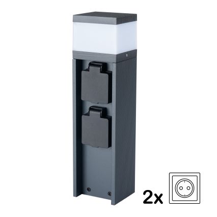 Brilagi - Vanjska svjetiljka s 2 SCHUKO utičnicama PILLAR 1xG9/11W/230V IP44 antracit